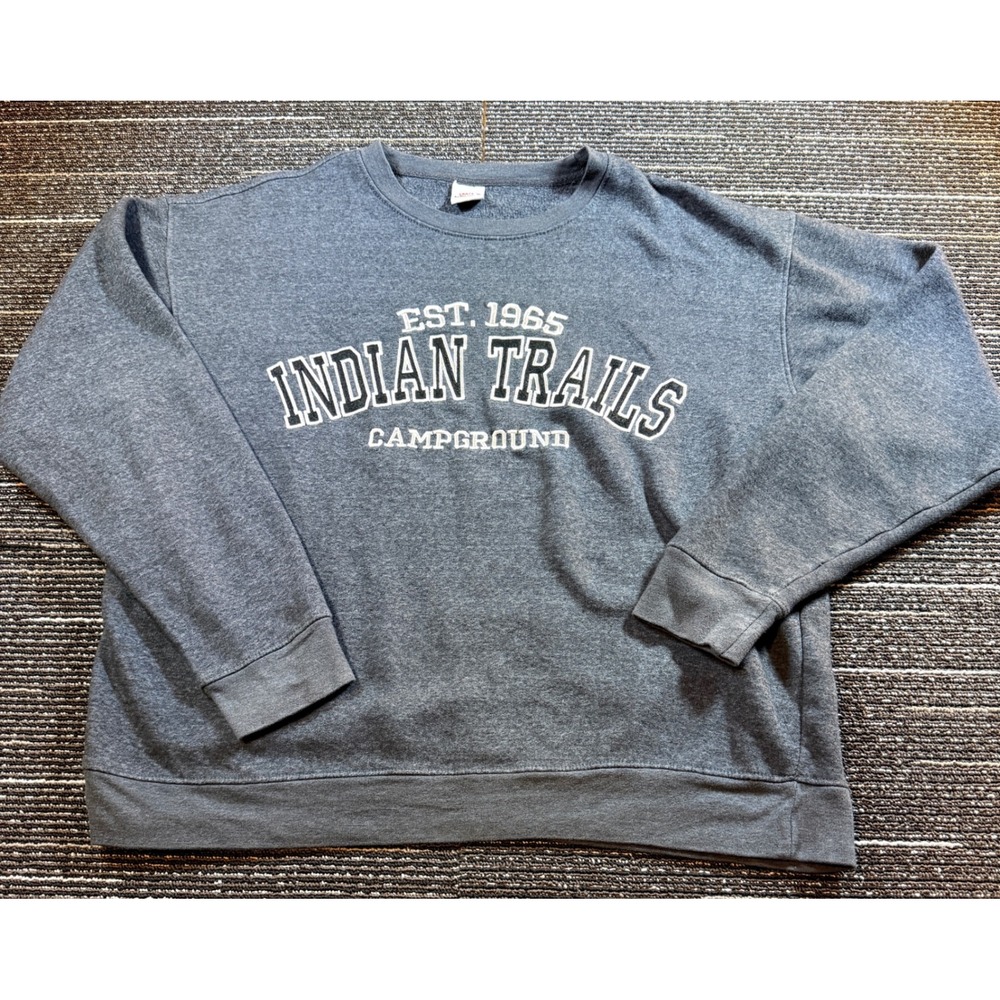 Crazy Apparel Indian Trails Campground Sweatshirt Mens 2XL Good Grey Graphic